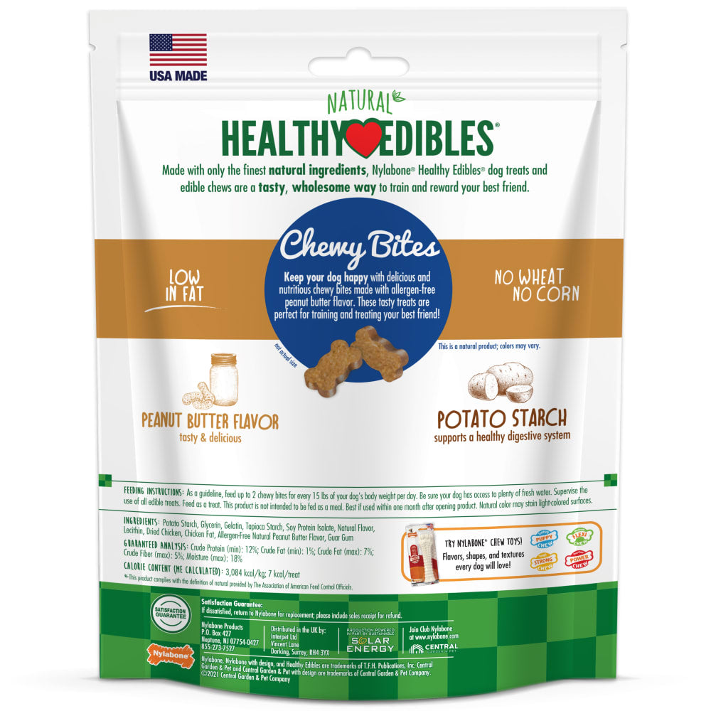 Nylabone Healthy Edibles Chewy Bites Peanut Butter — empaque reverso