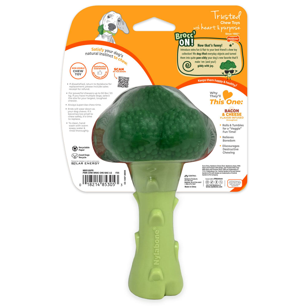 Nylabone Power Chew Broccoli Bacon & Cheese — empaque reverso