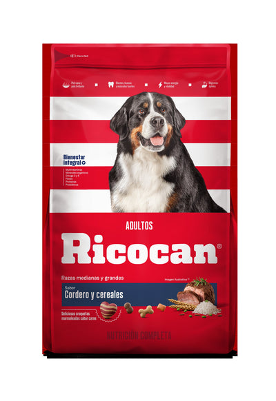 Ricocan | Adultos razas medianas y grandes sabor cordero y cereales – 1 kg