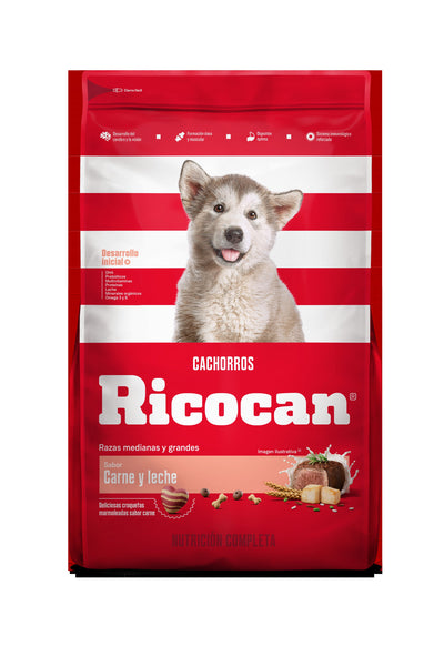 Ricocan | Cachorros razas medianas y grandes sabor carne y leche – 1 kg