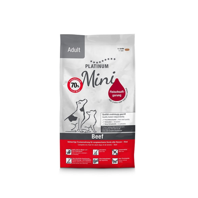 Platinum | Alimento seco para perros adultos de razas pequeñas Adult Beef Mini — fotografía oficial