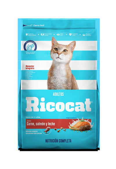 Ricocat | Adultos sabor carne, salmón y leche – 1 kg