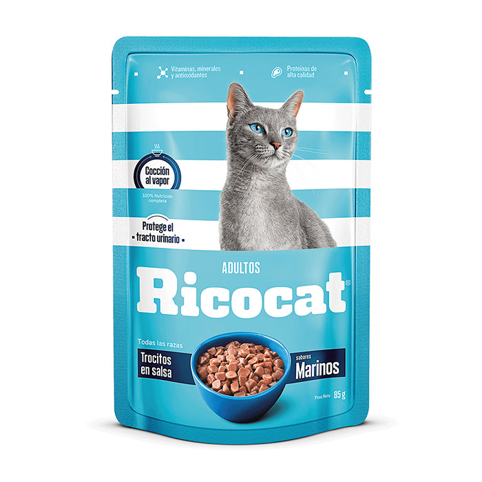 Ricocat | Trocitos sabores marinos, gatos adultos (pouch)