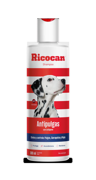 Ricocan | Shampoo Antipulgas con colágeno para perros – 380 ml