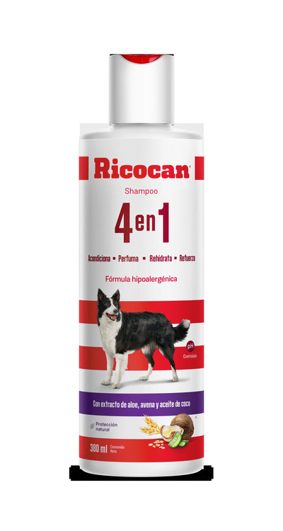 Ricocan | Shampoo 4 en 1 para perros adultos – 380 ml