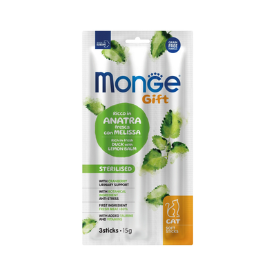 Monge Gift Soft Sticks esterilizado pato y toronjil