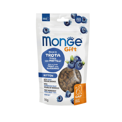 Monge Gift Meat Minis gatito trucha y arandanos