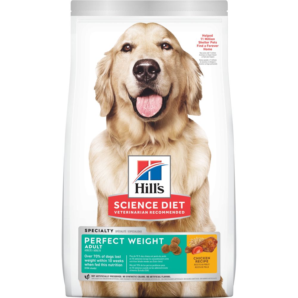 Hill's Science Diet | Alimento seco para perros adultos Adult Perfect Weight. Receta de pollo.