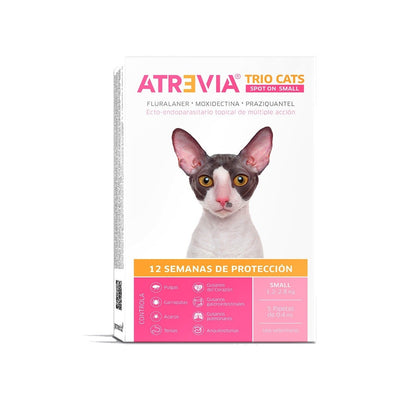 Agrovet Market | Atrevia Trio Cats pipeta antiparasitaria interna y externa para gatos (1 pipeta) – Small · gatos de 1,2 a 2,8 kg