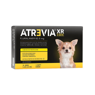 Agrovet Market | Atrevia XR fluralaner antipulgas y antigarrapatas de 3 meses para perros (1 tableta masticable) – X-Mini · perros de 1,25 a 2,5 kg