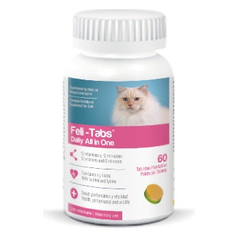 Agrovet Market | Feli-Tabs Daily All in One suplemento nutricional integral para gatos (frasco x 60 tabletas) – Frasco x 60 tabletas