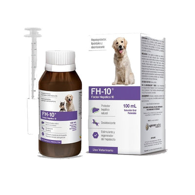 Agrovet Market | FH-10 Factor Hepático 10 hepatoprotector en solución oral para perros y gatos – Gotero de 30 ml, Frasco de 100 ml