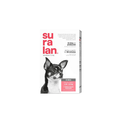 Agrovet Market | Suralan sarolaner antipulgas y antigarrapatas para perros (1 tableta masticable) – X-Mini · perros de 1,25 a 2,5 kg