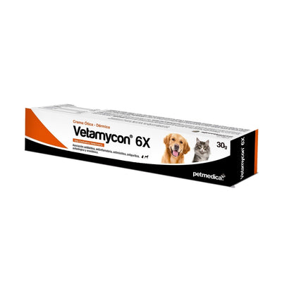 Agrovet Market | Vetamycon 6X gel tópico antibiótico, antimicótico y antiinflamatorio para perros y gatos 30 g – 30 g