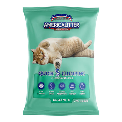 America Litter | Arena sanitaria Quick Clumping sin aroma — 2 kg