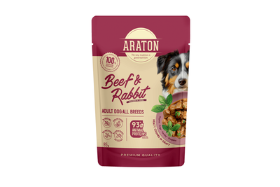 Araton | Alimento húmedo para perros adultos Res y conejo – 85 g