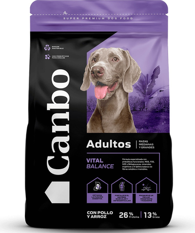 Canbo Vital Balance adultos razas medianas y grandes con pollo y arroz – empaque frontal