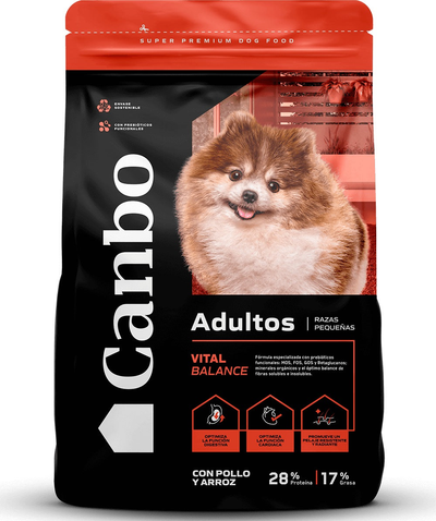Canbo Vital Balance adultos razas pequeñas con pollo y arroz – empaque frontal