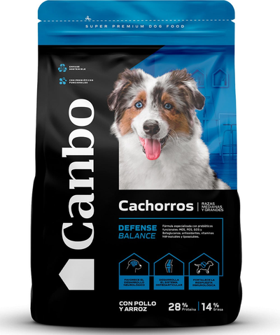 Canbo Defense Balance cachorros razas medianas y grandes con pollo y arroz – empaque frontal