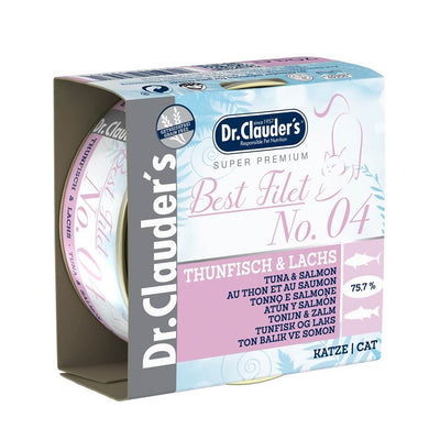 Dr.Clauder’s Best Filet N.º 4, atún y salmón para gatos · lata de 70 g