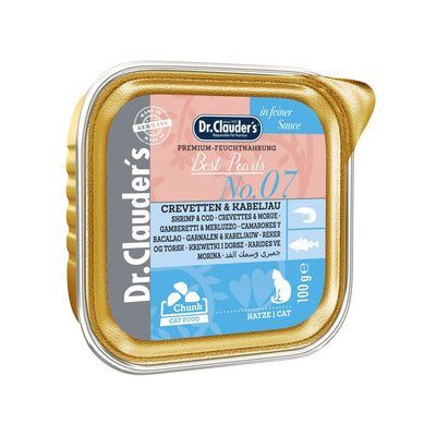 Dr.Clauder’s Best Pearls N.º 7, camarón y bacalao para gatos · bandeja de 100 g