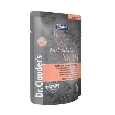 Dr.Clauder’s Best Selection N.º 4, salmón y pollo con quinua para gatos · sobre de 85 g