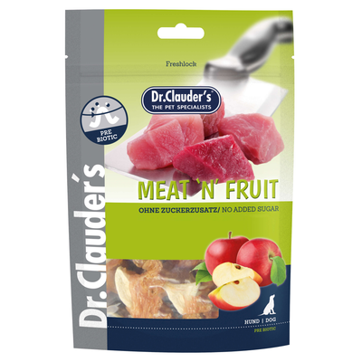 Dr.Clauder’s Meat’n Fruit, manzana y pollo para perros · empaque de 80 g