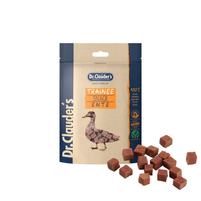 Dr.Clauder’s Trainee Snack, pato para perros y gatos · empaque de 80 g