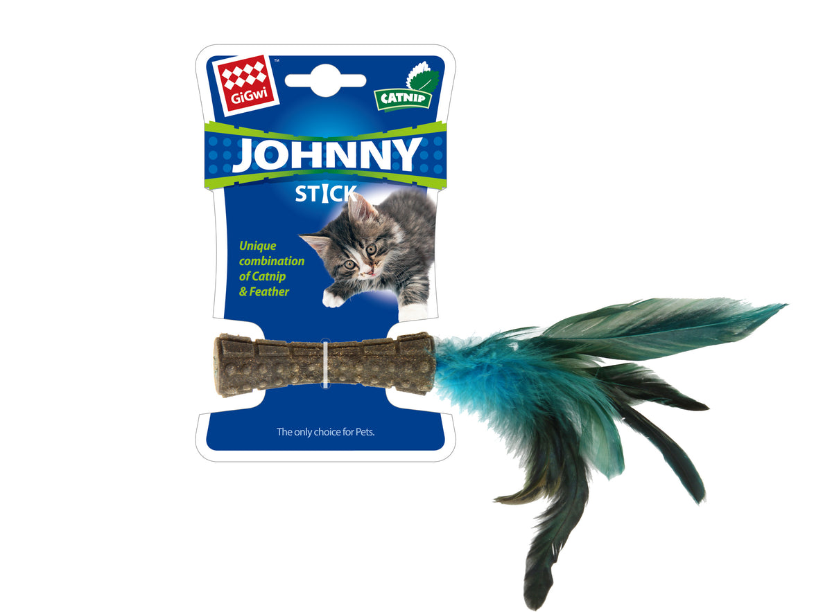 GiGwi | Juguete para gatos Catnip 'Johnny Stick' con un lado de pluma natural — imagen oficial adicional