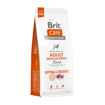 Brit Care Dog Hypoallergenic Adult Medium Breed — envase oficial referencial