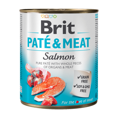 Brit Paté & Meat Salmon — envase oficial referencial
