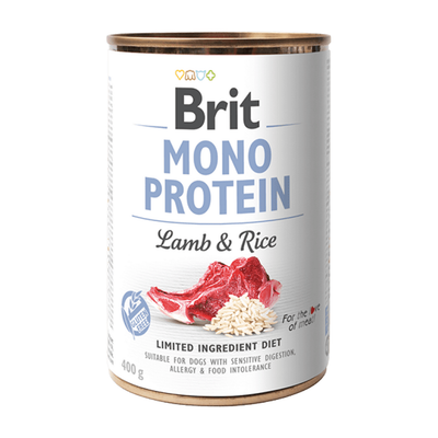 Brit Mono Protein Lamb & Brown Rice — envase oficial referencial