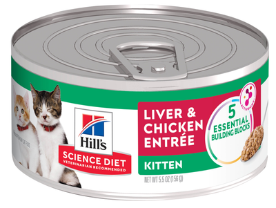 Hill's Science Diet | Alimento húmedo para gatitos Kitten. Entrada de hígado y pollo (Lata de 156 g)