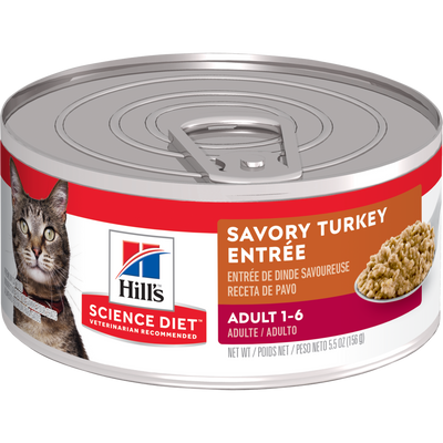 Hill's Science Diet | Alimento húmedo para gatos adultos Adult Turkey. Receta de pavo (Lata de 156 g)