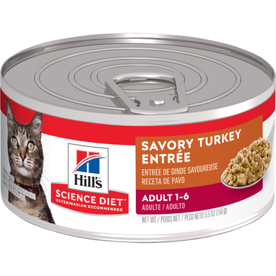Hill's Science Diet | Alimento húmedo para gatos adultos Adult Turkey. Receta de pavo (Lata de 156 g)