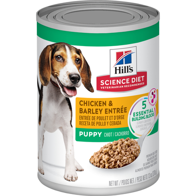 Hill's Science Diet | Alimento húmedo para perros cachorros Puppy. Receta de pollo y cebada (Lata de 369 g)