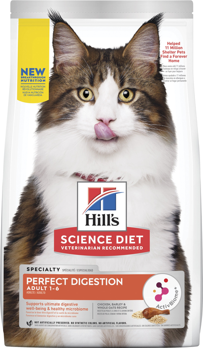 Hill's Science Diet | Alimento seco para gatos adultos Adult Perfect Digestion. Receta de pollo