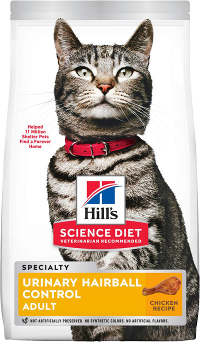 Hill's Science Diet | Alimento seco para gatos adultos Adult Urinary & Hairball Control. Receta de pollo