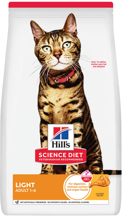 Hill's Science Diet | Alimento seco para gatos adultos Light. Receta de pollo
