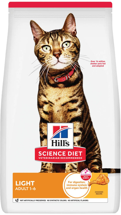 Hill's Science Diet | Alimento seco para gatos adultos Light. Receta de pollo