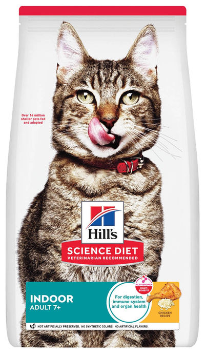 Hill's Science Diet | Alimento seco para gatos maduros Indoor Adult 7+. Receta de pollo
