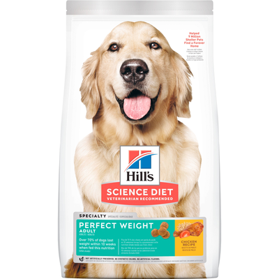 Hill's Science Diet | Alimento seco para perros adultos Adult Perfect Weight. Receta de pollo.