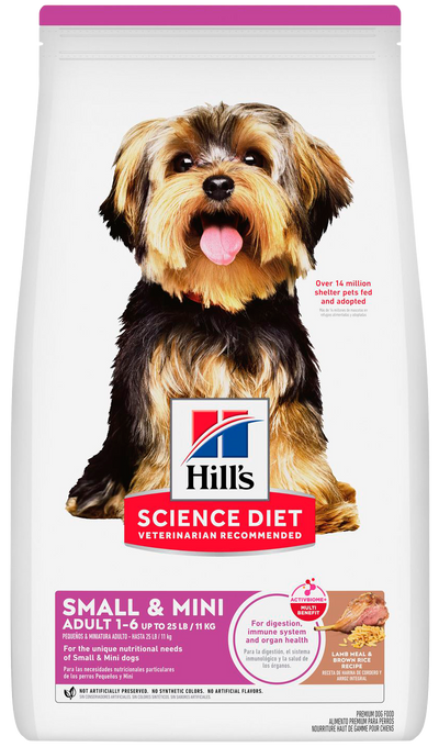 Hill's Science Diet | Alimento seco para perros adultos Adult Small & Mini. Receta de cordero y arroz marrón.