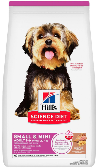 Hill's Science Diet | Alimento seco para perros adultos Adult Small & Mini. Receta de cordero y arroz marrón.