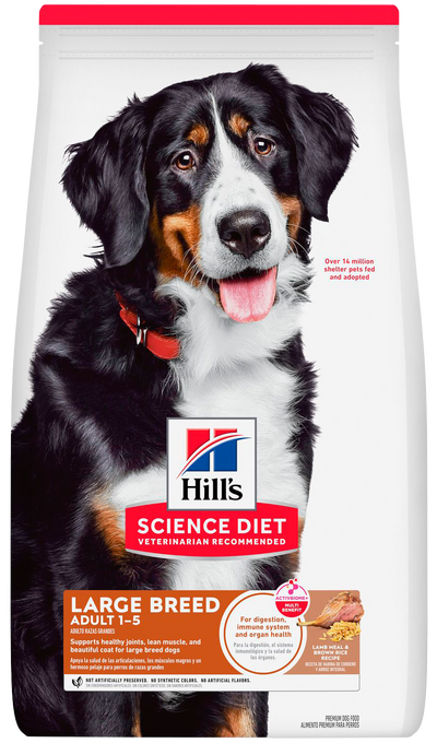 Hill's Science Diet | Alimento seco para perros adultos de razas grandes Adult Large Breed. Receta de cordero y arroz