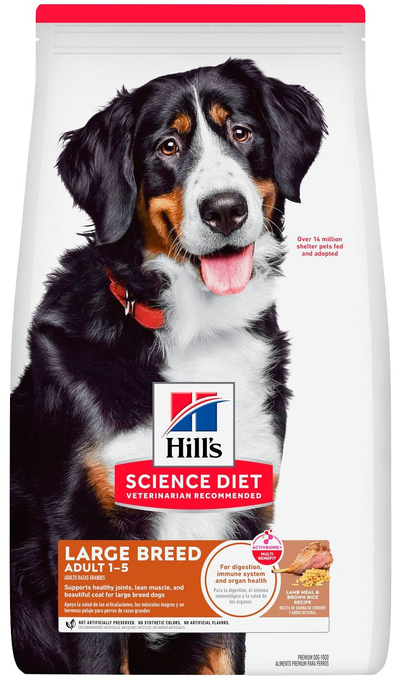 Hill's Science Diet | Alimento seco para perros adultos de razas grandes Adult Large Breed. Receta de cordero y arroz