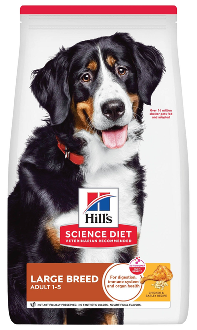 Hill's Science Diet | Alimento seco para perros adultos de razas grandes Adult Large Breed. Receta de pollo y cebada.