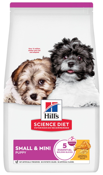 Hill's Science Diet | Alimento seco para perros cachorros de razas pequeñas y miniatura Puppy Small & Mini. Receta de pollo, cebada y arroz integral