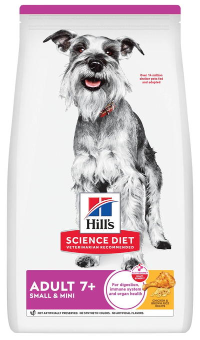 Hill's Science Diet | Alimento seco para perros maduros Adult 7+ Small & Mini. Receta de pollo, cebada y arroz integral.