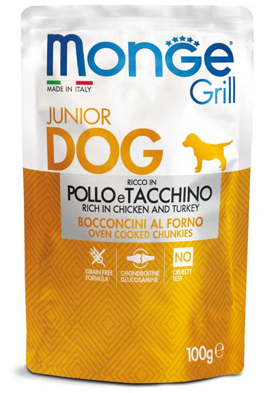 Monge | Alimento húmedo para perros cachorros Grill. Pollo y pavo